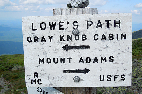 trail sign on Mt. Adams
