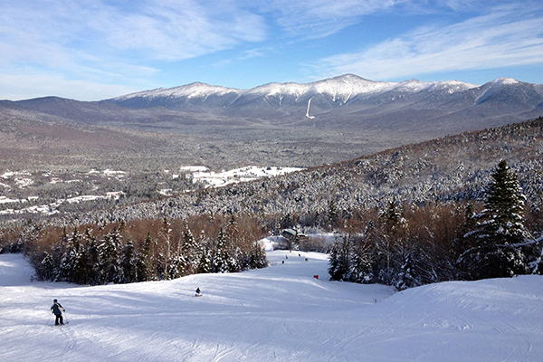 skiing at Bretton Woods with Mount Washington in the background