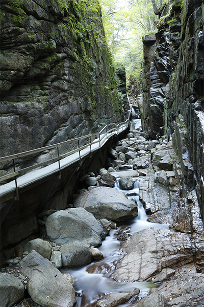 the boardwalk within The Flume, New Hampshire